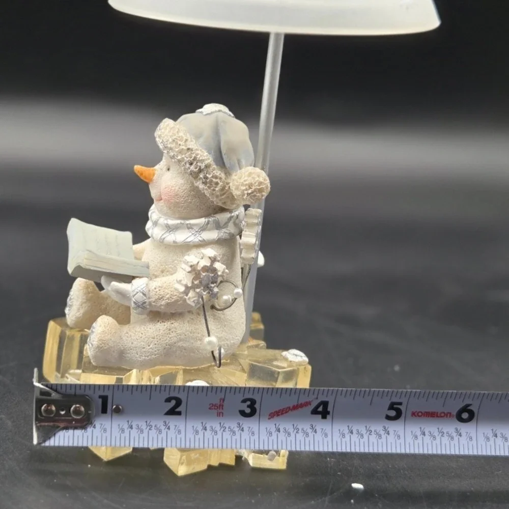 Snowman  Reading a Book on Ice Tea light Lamp Christmas Holiday‎ Decor 9.5